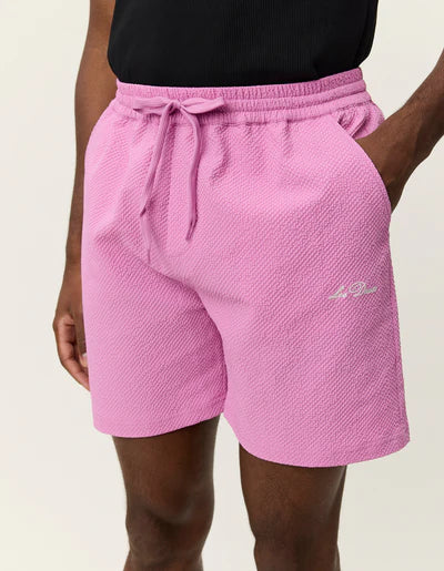 Stan Seersucker Swim Shorts - Crocus Pink