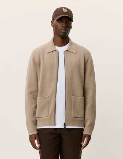 Fischer Cotton Milano Zip Overshirt - Dark Sand