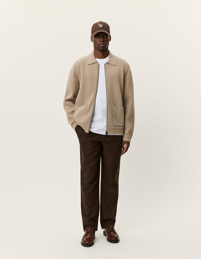 Fischer Cotton Milano Zip Overshirt - Dark Sand