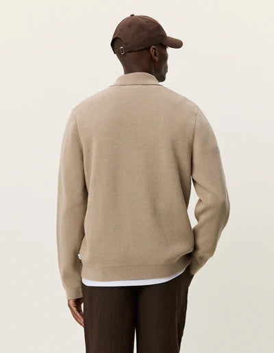 Fischer Cotton Milano Zip Overshirt - Dark Sand