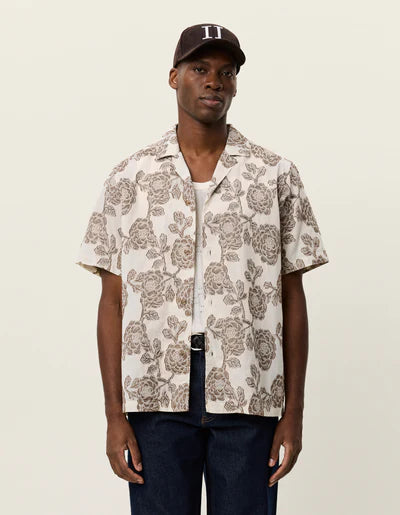 Lesley Flower Jacquard Short Sleeve Shirt - Ivory