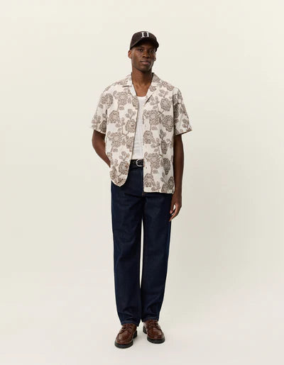 Lesley Flower Jacquard Short Sleeve Shirt - Ivory