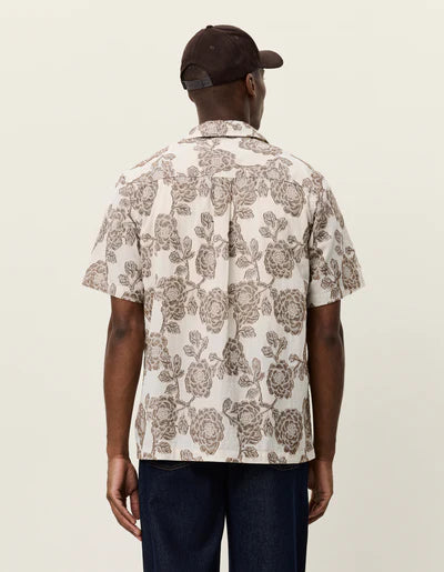 Lesley Flower Jacquard Short Sleeve Shirt - Ivory