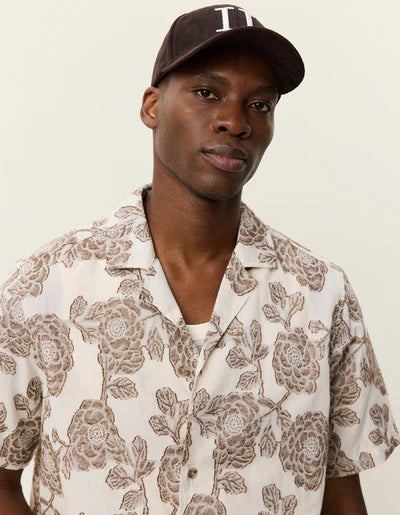 Lesley Flower Jacquard Short Sleeve Shirt - Ivory