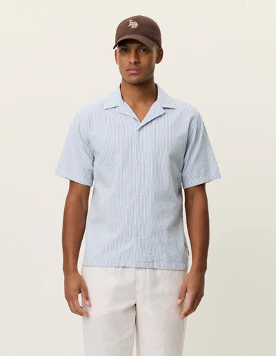 Lukas Stripe Cotton Linen Short Sleeve Shirt - Allure