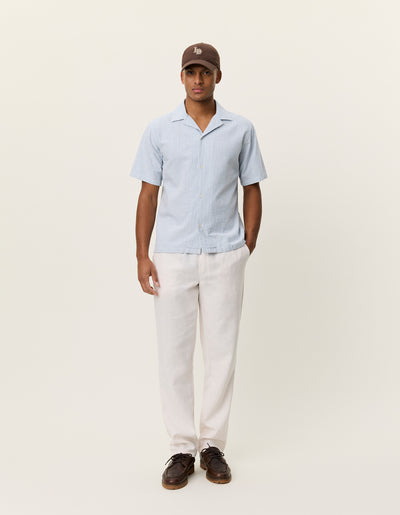 Lukas Stripe Cotton Linen Short Sleeve Shirt - Allure