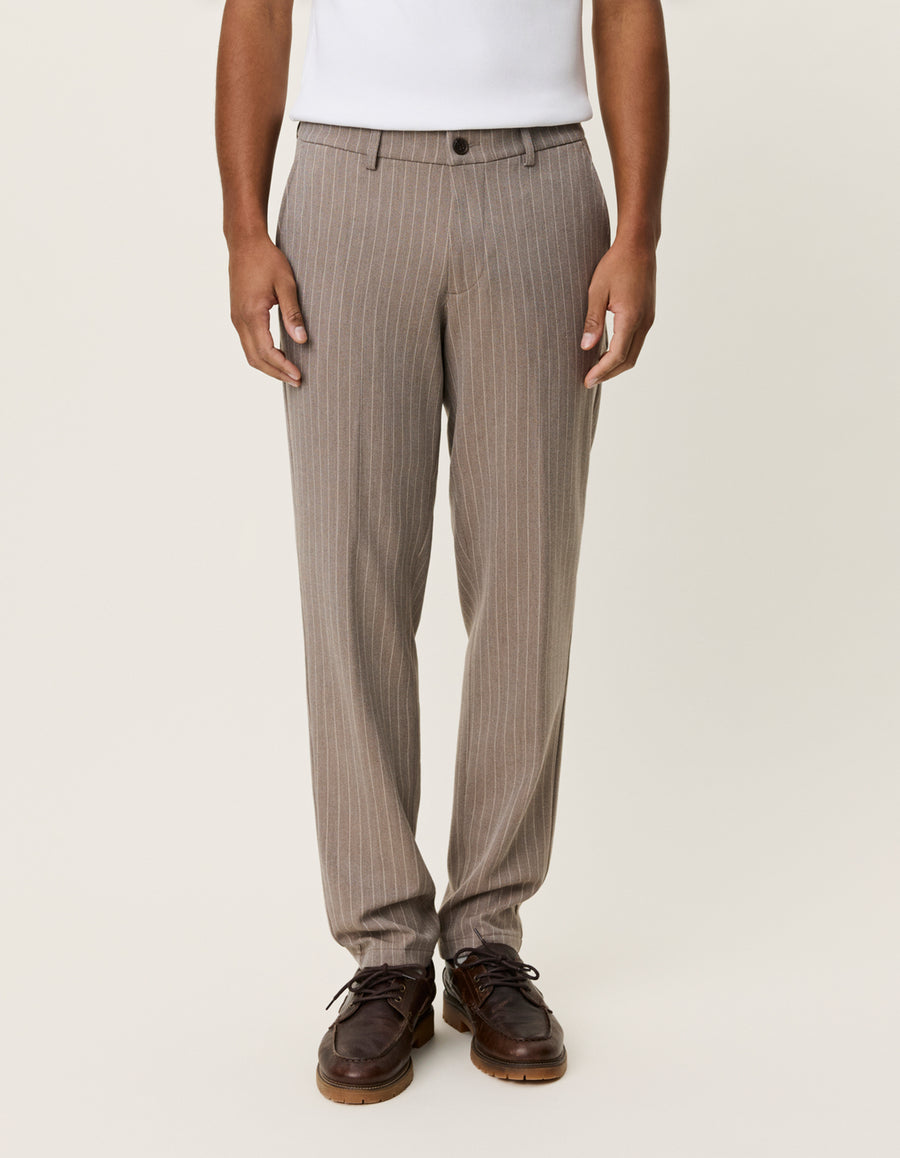 Como Regular Pinstriped Pants - Walnut Brown