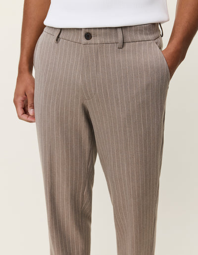 Como Regular Pinstriped Pants - Walnut Brown