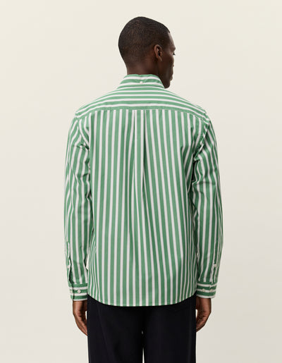 Kent Stripe Poplin Shirt - Juniper Green