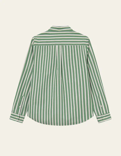 Kent Stripe Poplin Shirt - Juniper Green