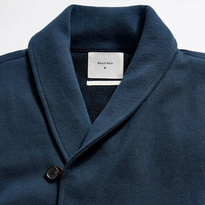 John French Terry Cotton Shawl Cardigan - Carbon Blue