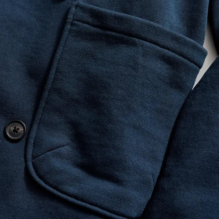 John French Terry Cotton Shawl Cardigan - Carbon Blue