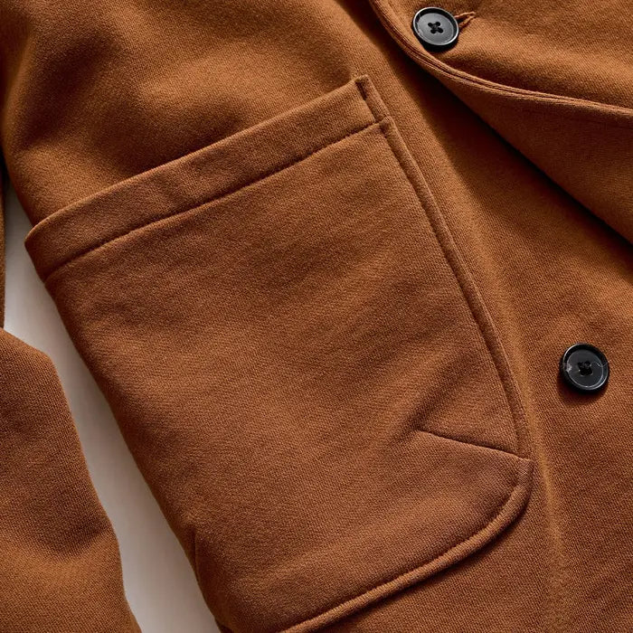 John French Terry Cotton Shawl Cardigan - Oak Brown