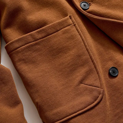 John French Terry Cotton Shawl Cardigan - Oak Brown