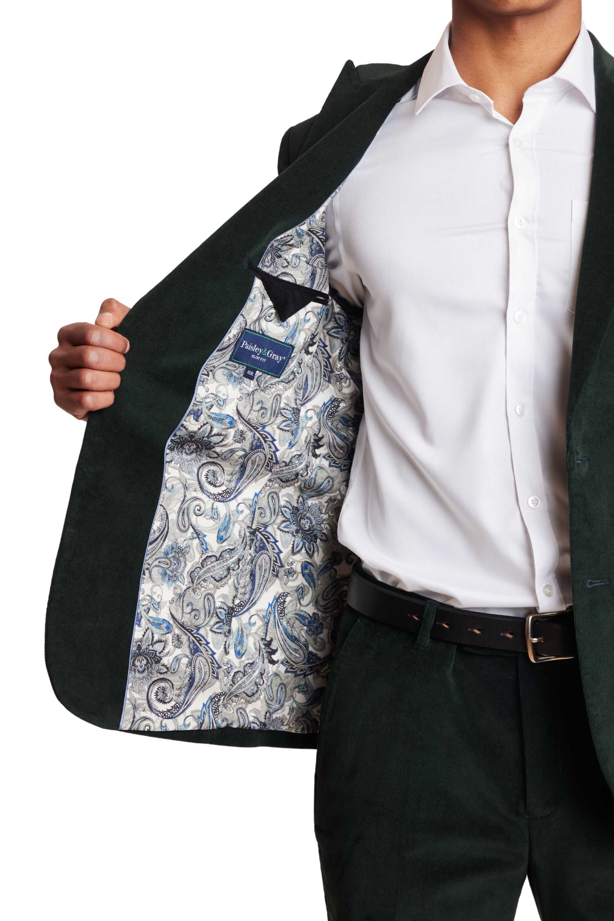 Ashton Slim Peak Jacket - Forest Green Corduroy