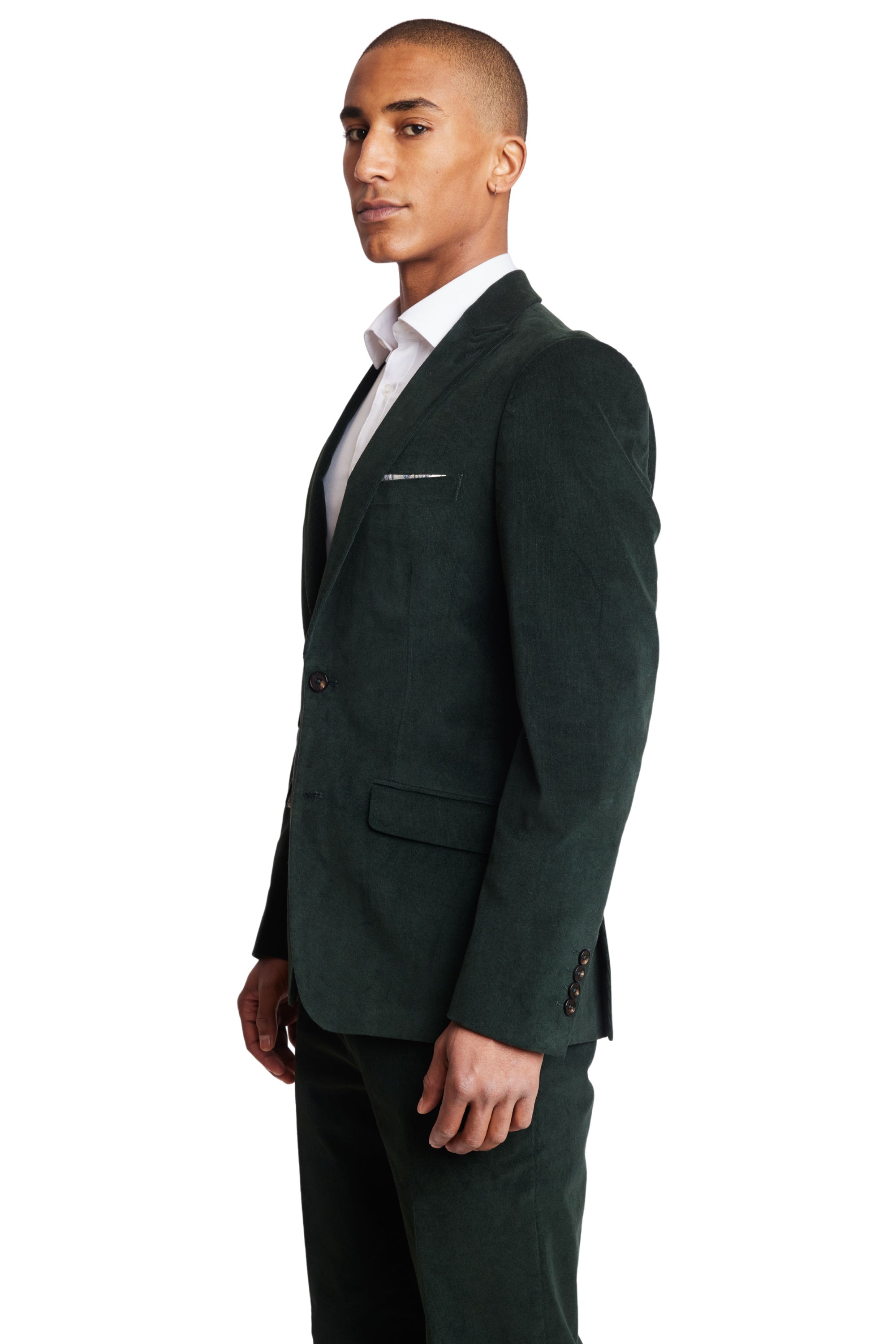 Ashton Slim Peak Jacket - Forest Green Corduroy