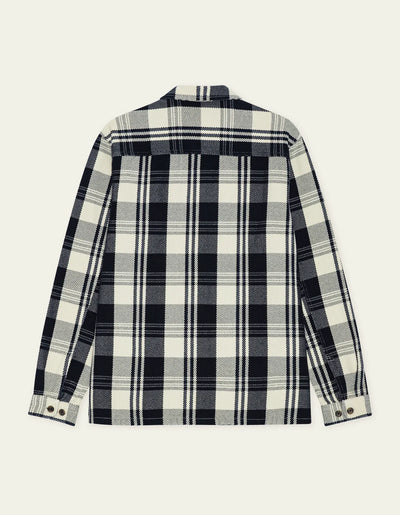 Structured Check Overshirt - Dark Navy Blue