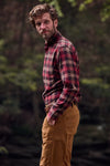 Wrights Cotton Twill Shirt - Bordeaux Plaid