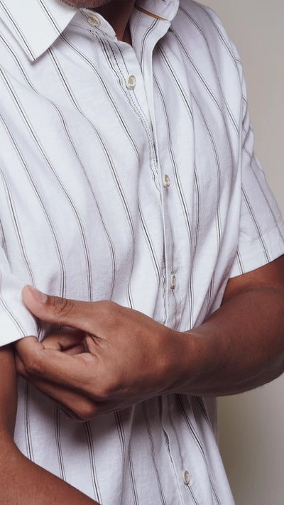 Bondi Multi Stripe Short Sleeve Button Down - White