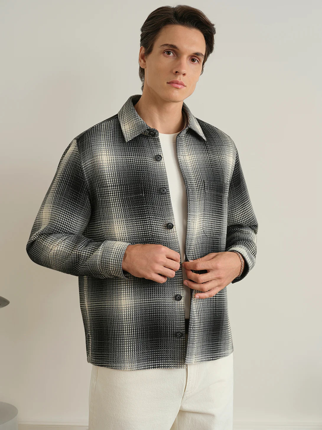 Vance Tartan Overshirt - Charcoal & Black