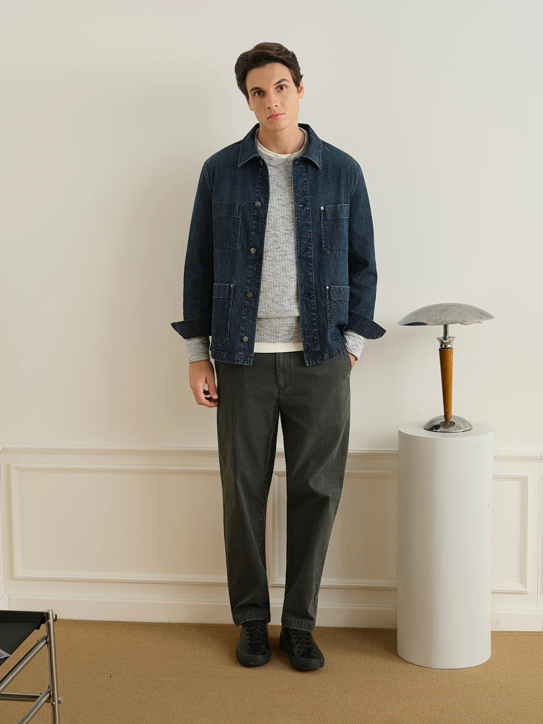 Remi Ripple Denim Jacket - Dark Indigo