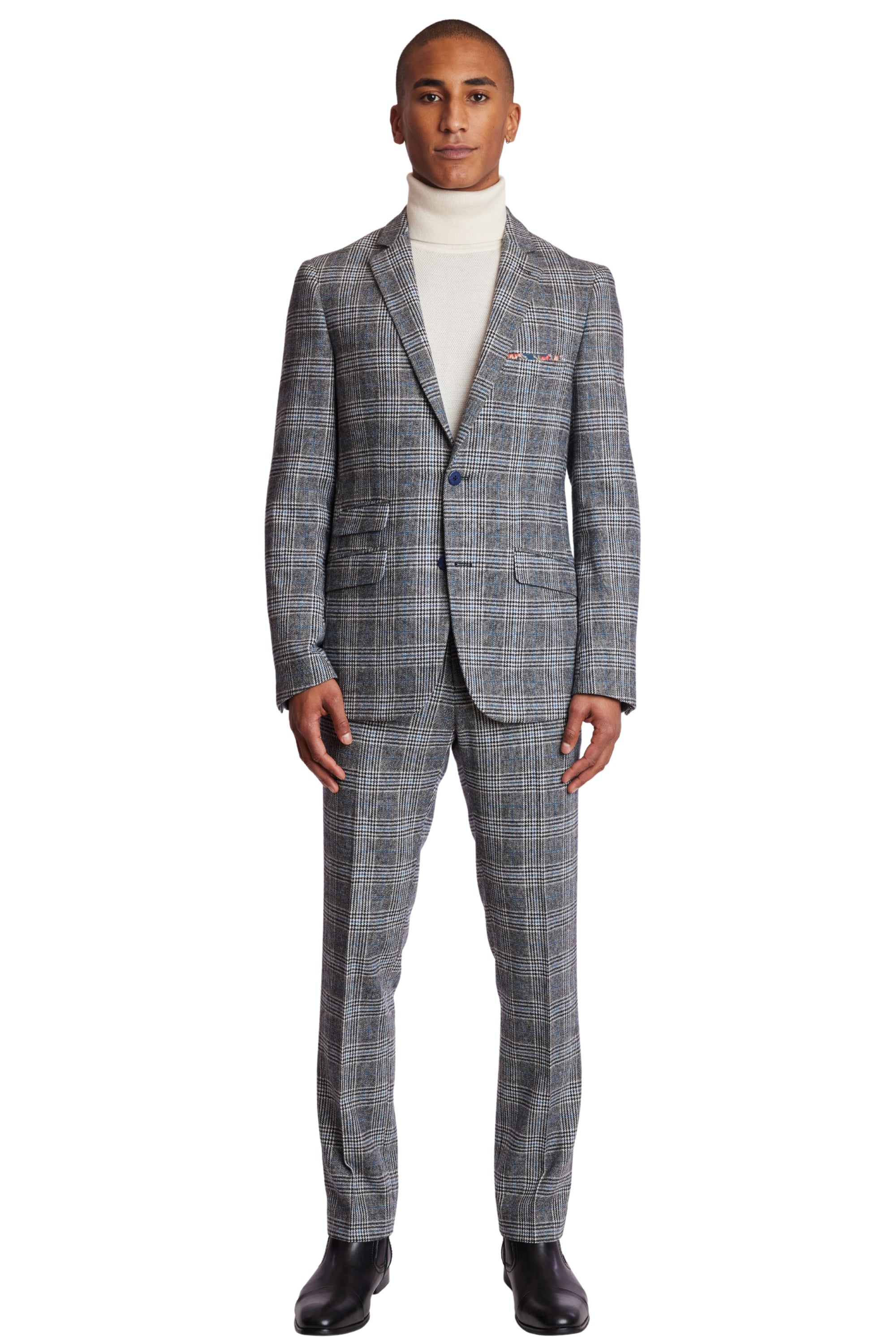 Dover Slim Notch Jacket - Arctic Black & Blue Check