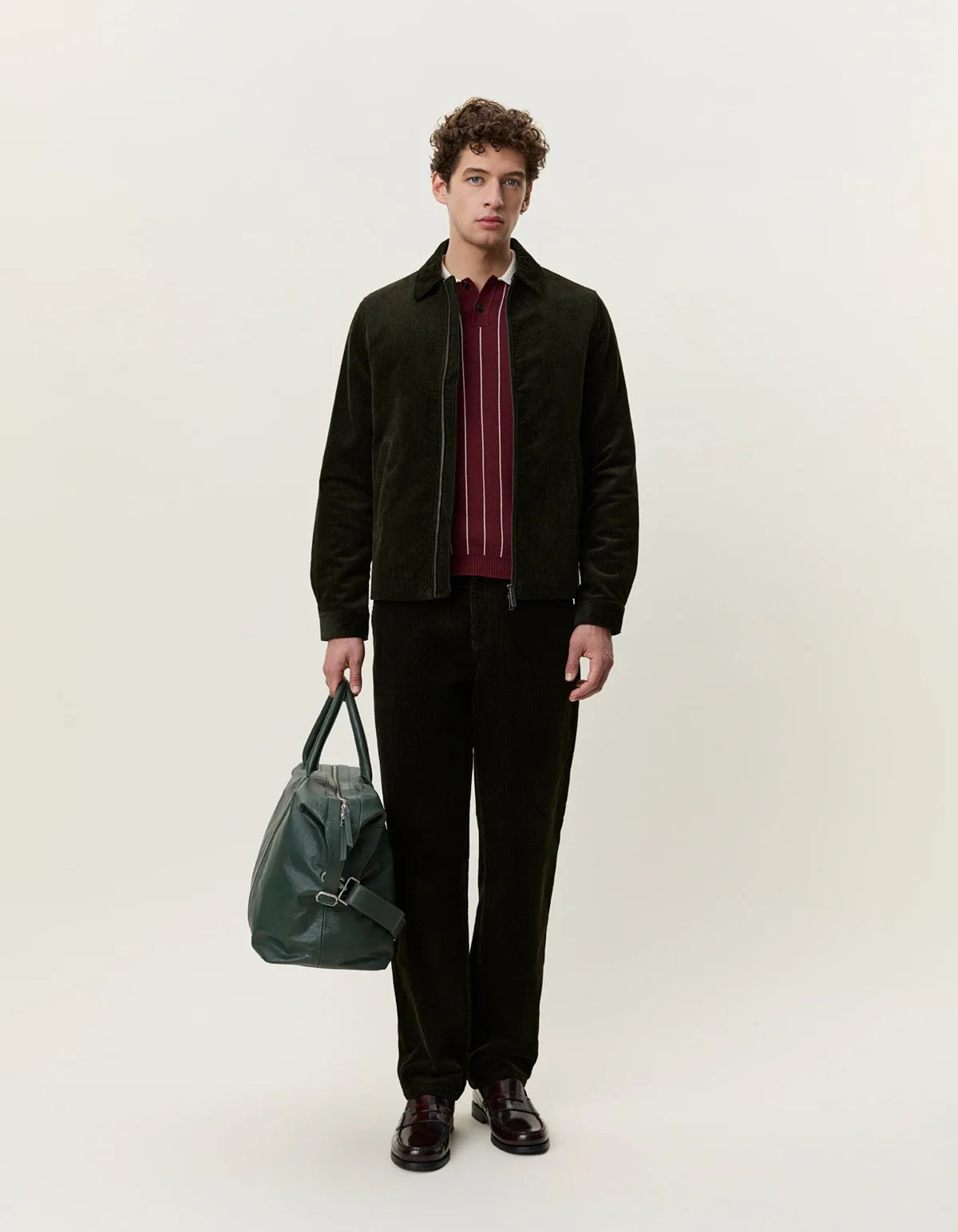 Corduroy Zipper Coach Jacket - Rosin Green