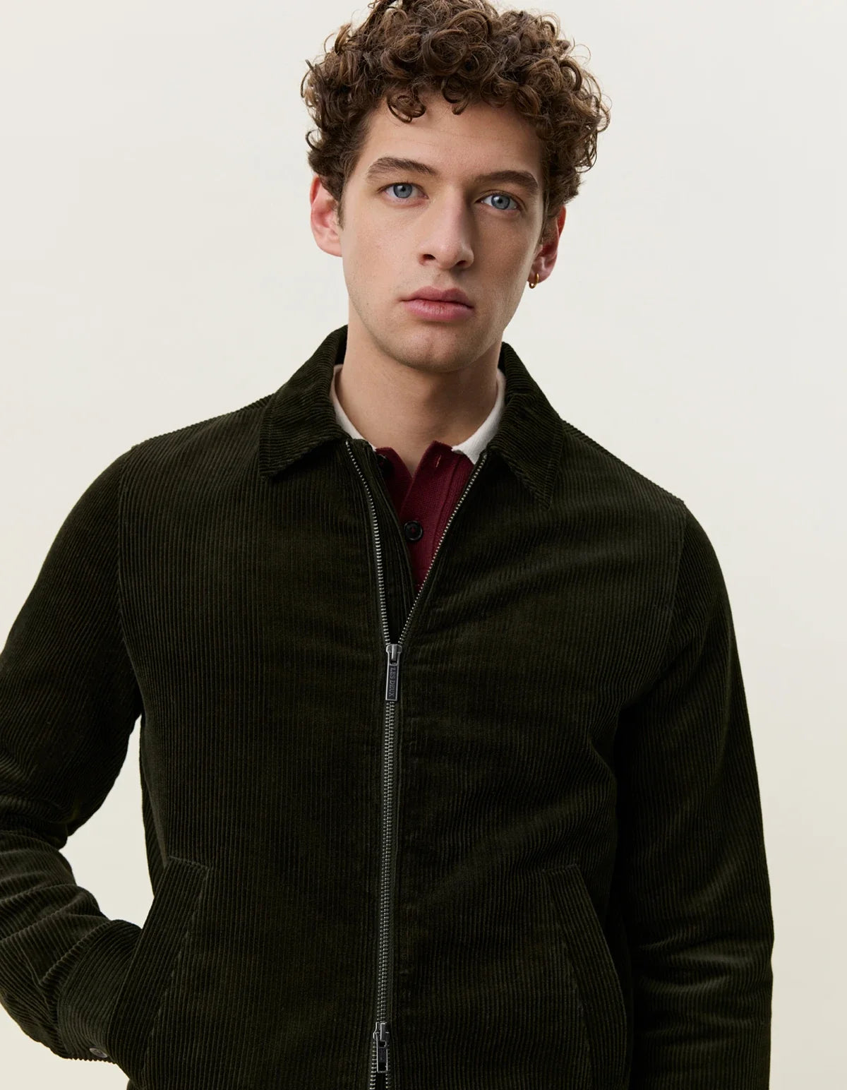 Corduroy Zipper Coach Jacket - Rosin Green