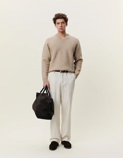 Melange V-Neck Knit - Light Sand