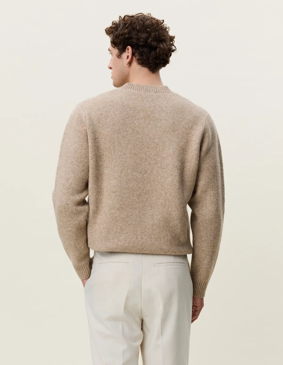 Melange V-Neck Knit - Light Sand