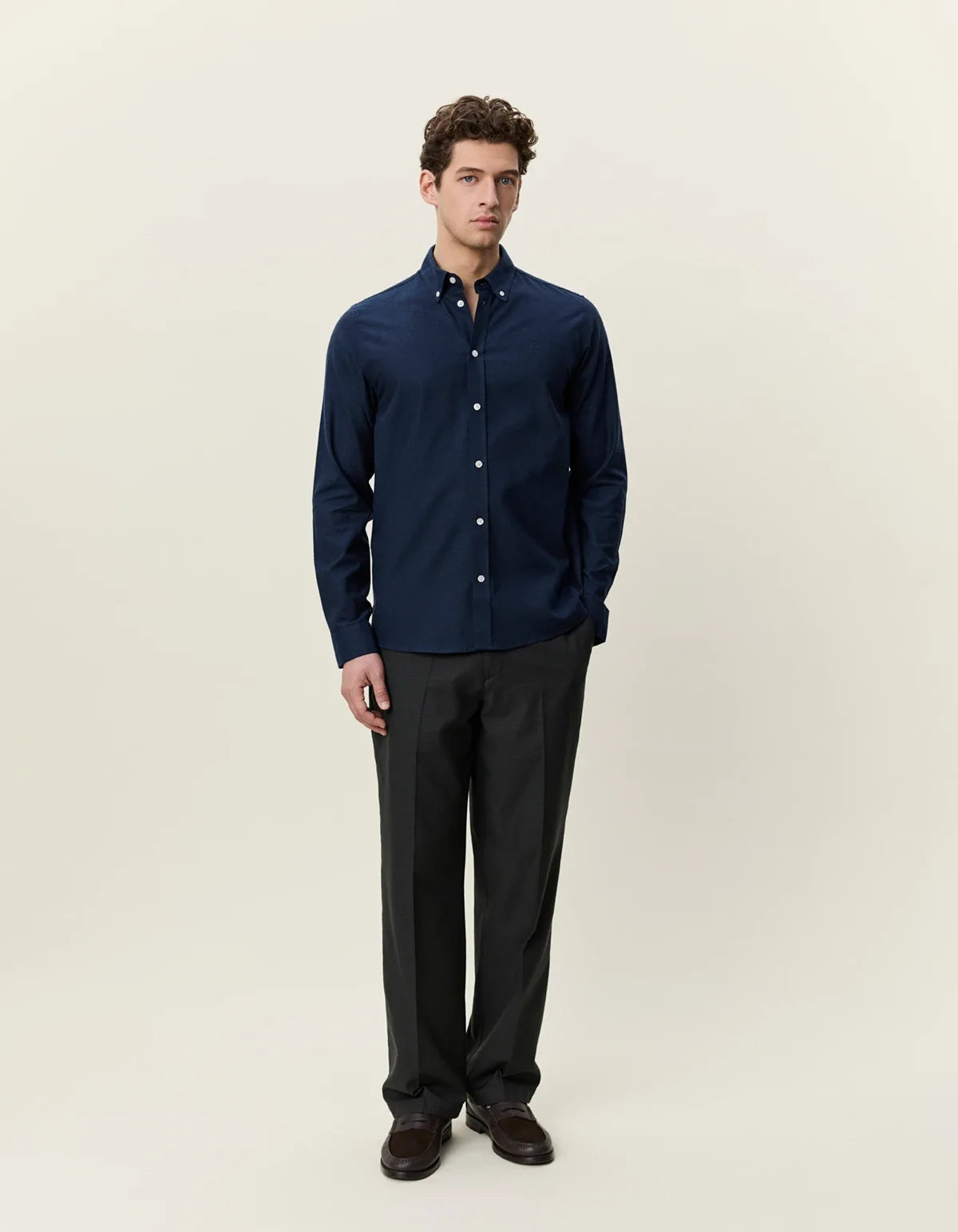 Solid Soft Flannel Shirt - Dark Navy