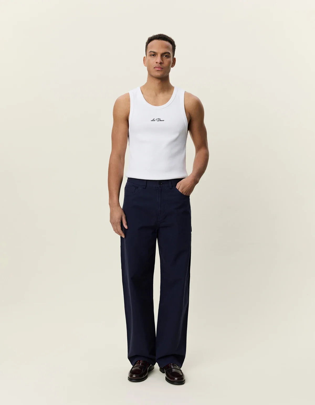 Roi Carpenter Herringbone Pants - Dark Navy