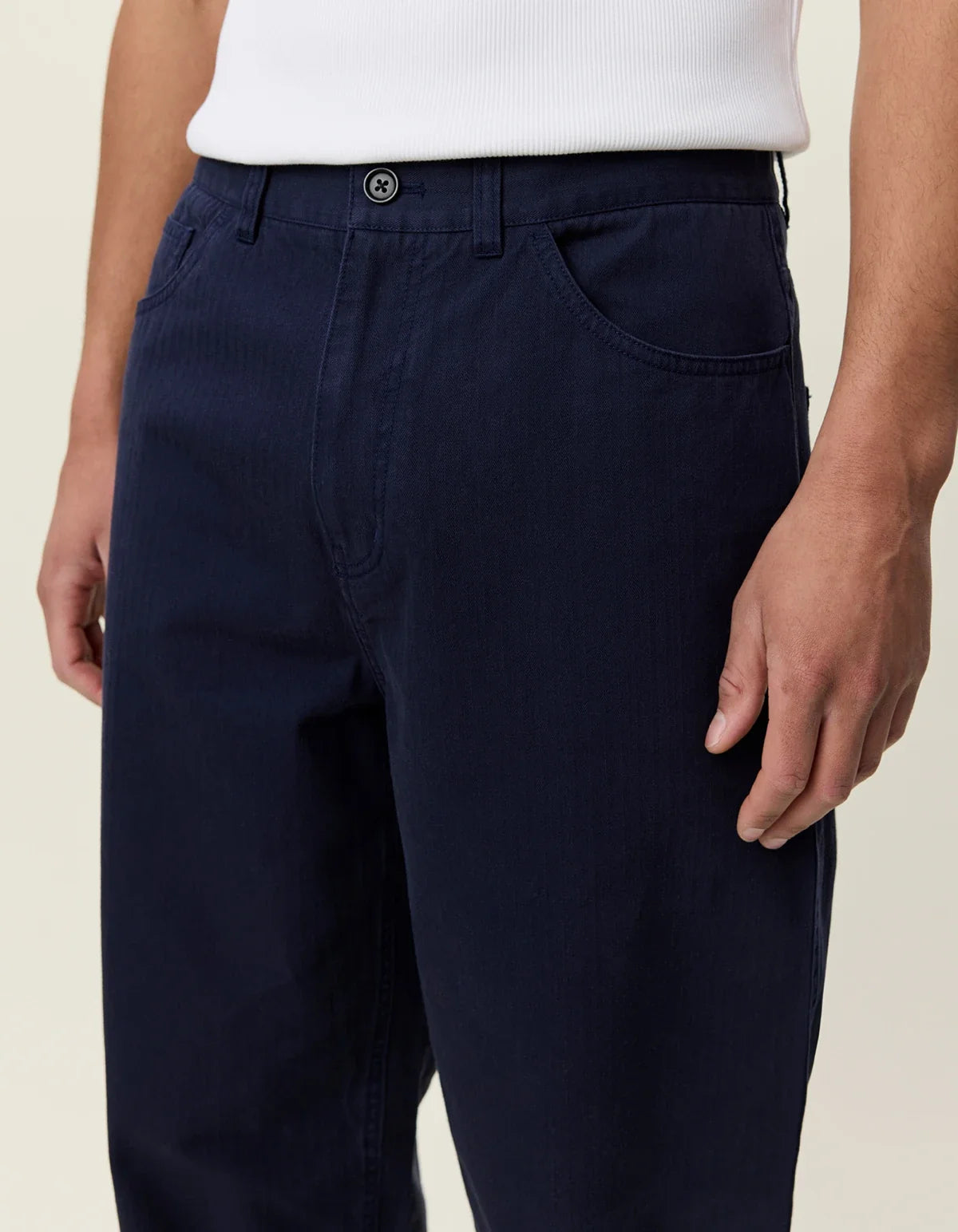 Roi Carpenter Herringbone Pants - Dark Navy