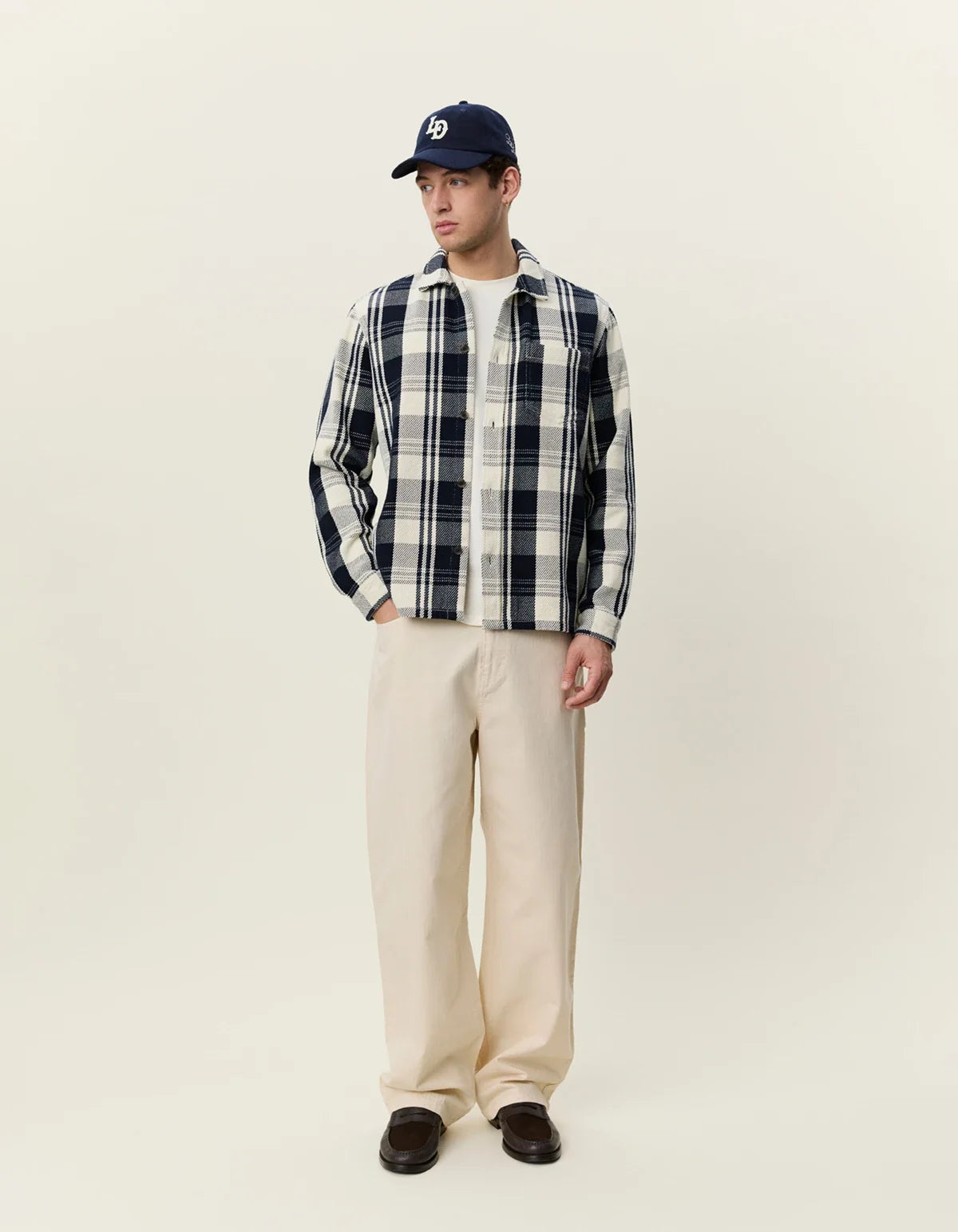 Structured Check Overshirt - Dark Navy Blue