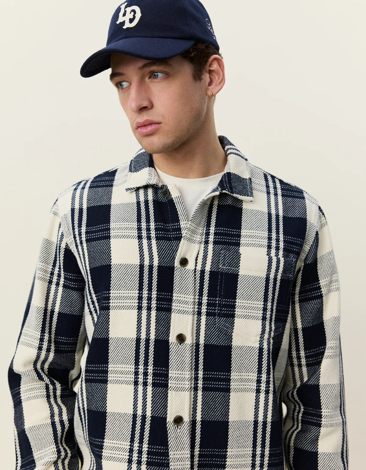 Structured Check Overshirt - Dark Navy Blue