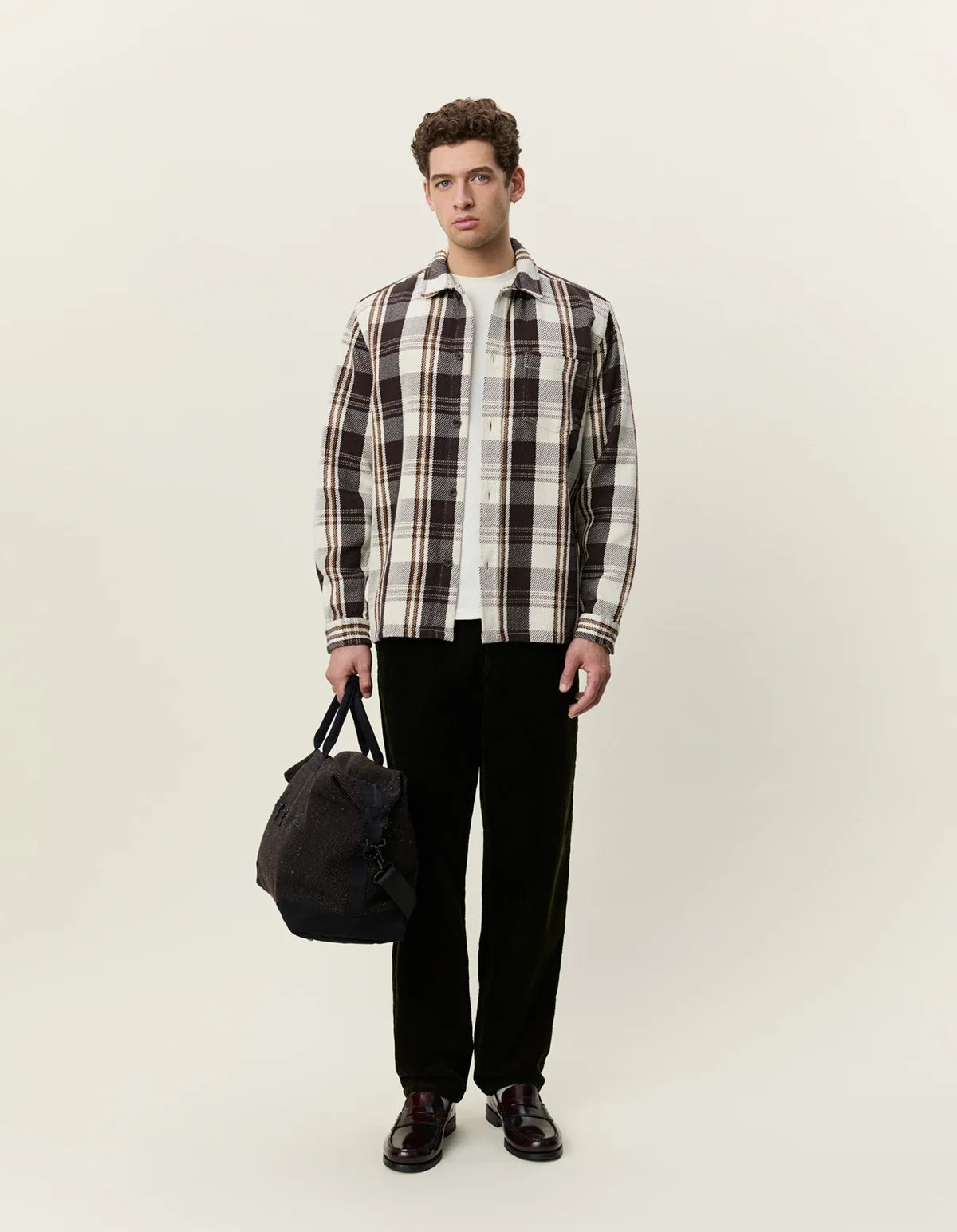 Structured Check Overshirt - Dark Sand