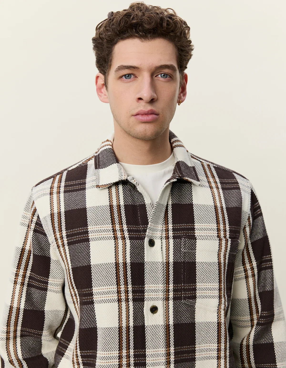 Structured Check Overshirt - Dark Sand
