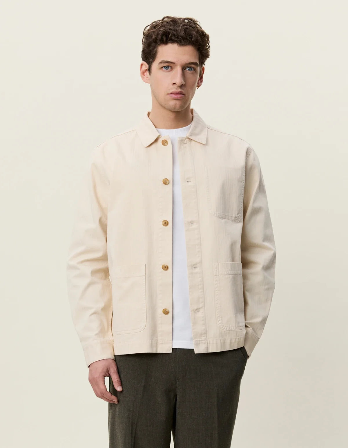 Herringbone Overshirt - Ivory