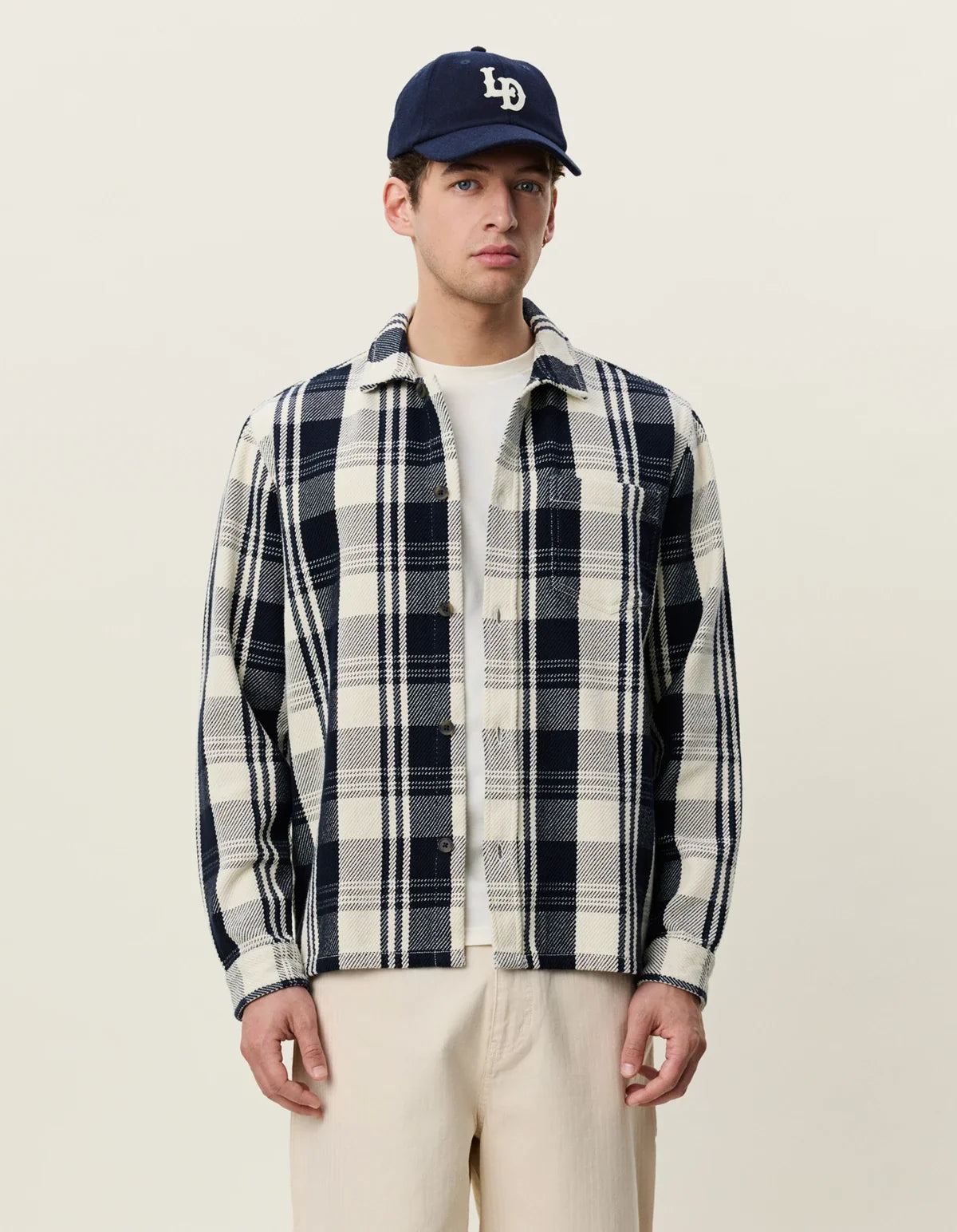 Structured Check Overshirt - Dark Navy Blue
