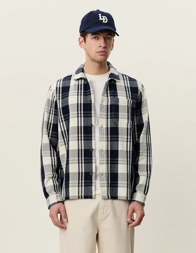 Structured Check Overshirt - Dark Navy Blue