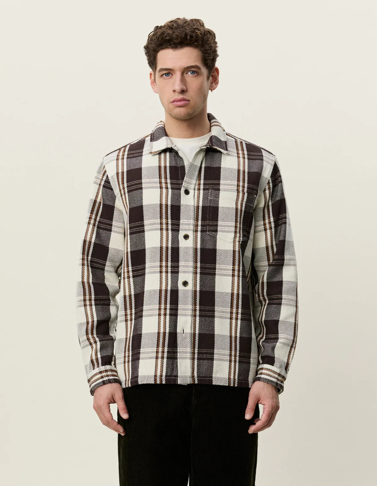 Structured Check Overshirt - Dark Sand