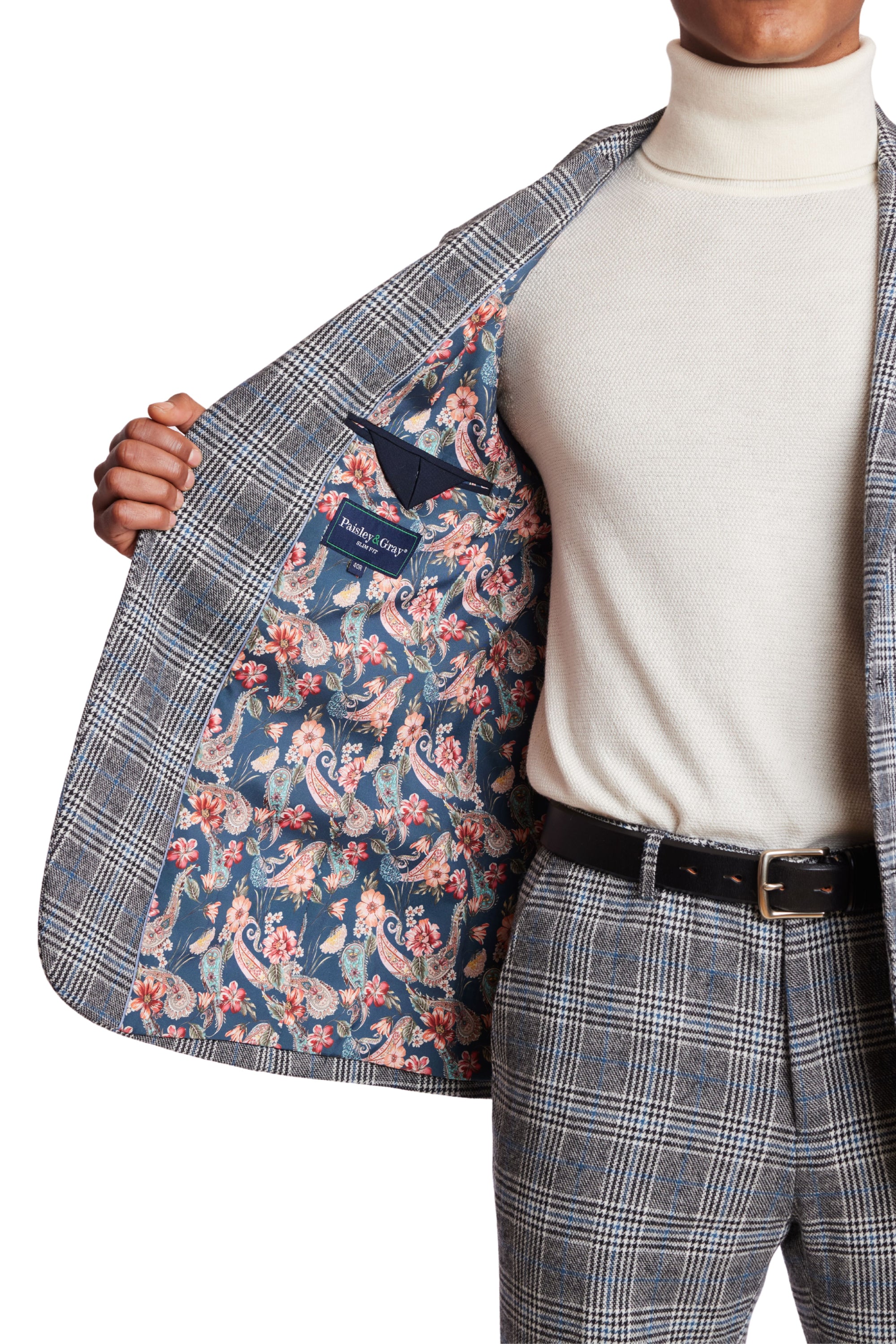 Dover Slim Notch Jacket - Arctic Black & Blue Check