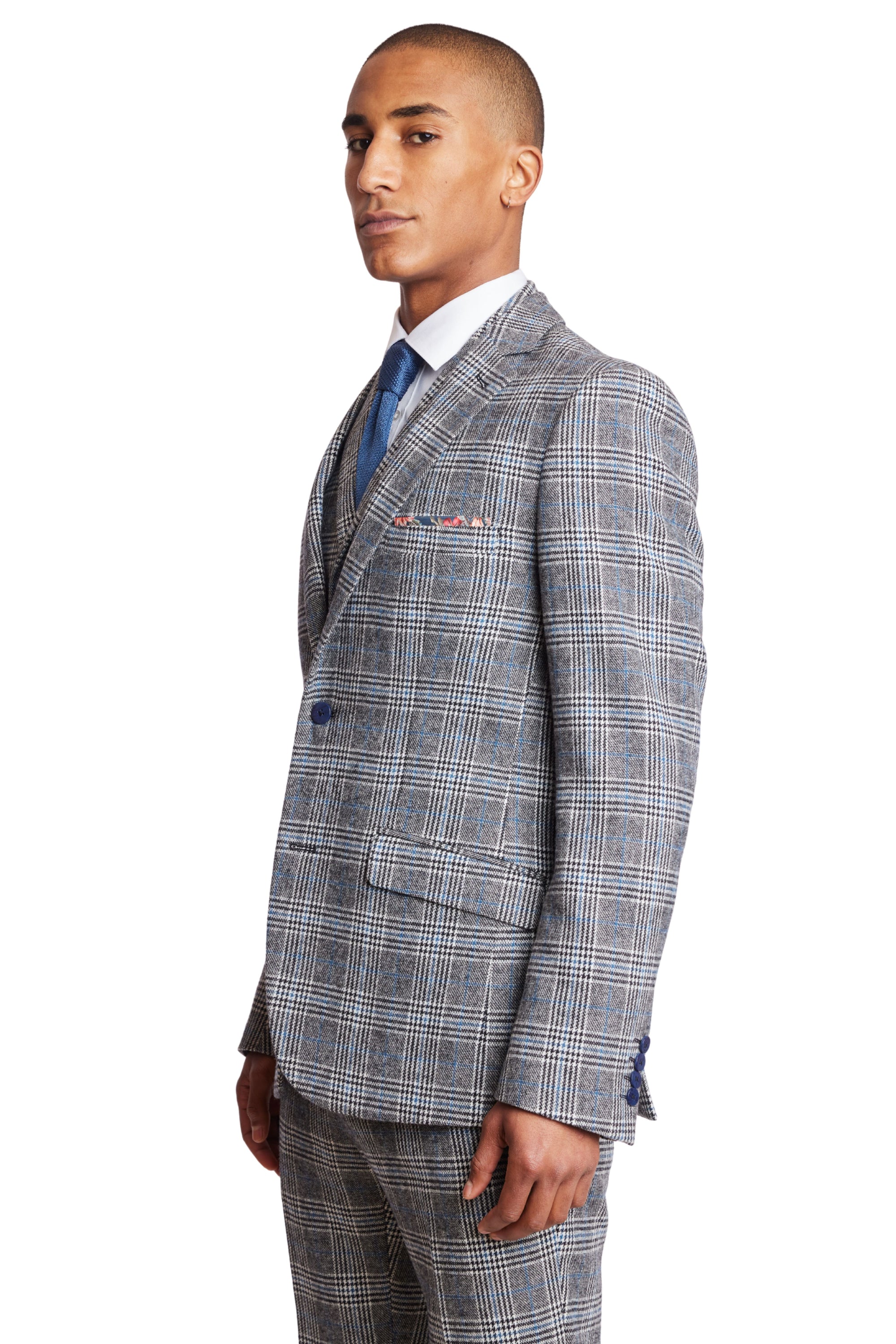 Dover Slim Notch Jacket - Arctic Black & Blue Check