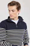 Heritage Quarter Zip - Navy w/ Sandstone Stripe