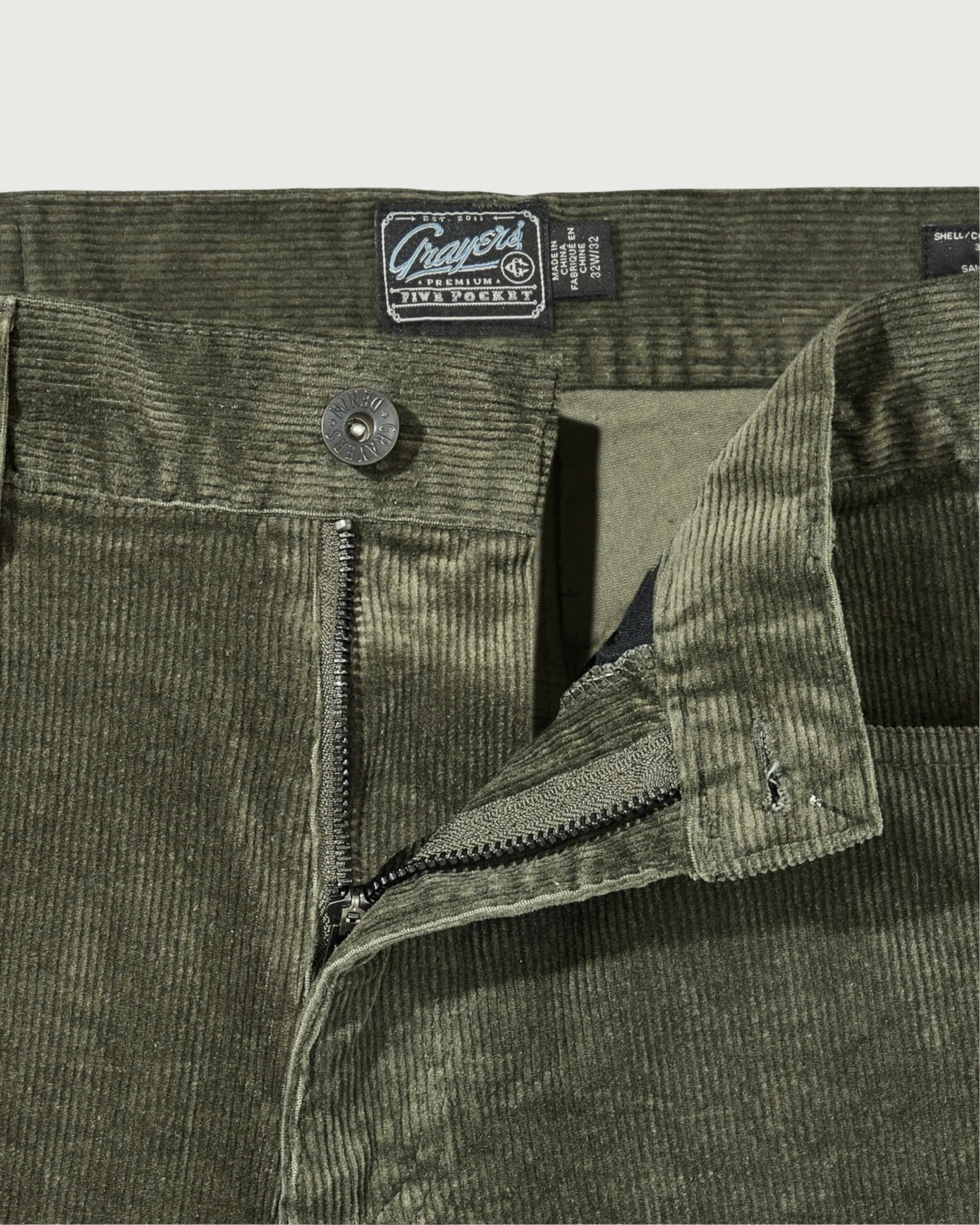Burlington 5 Pocket Stretch Corduroy - Dusty Olive