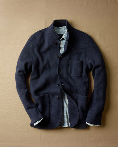 Nelson Knitted Lambswool Swacket - Navy