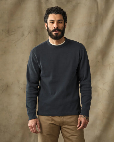 Waffle Knit Thermal Crewneck - Blue Mussel