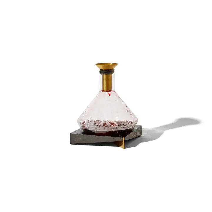 RBT Brass Toned Decanter w/ Acacia Wood Coaster