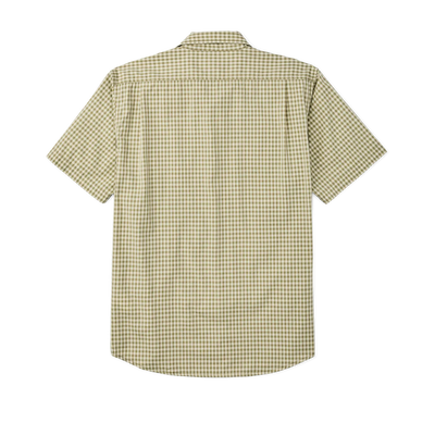 Washed Short Sleeve Feather Cloth Shirt - Green Ivory Gingham
