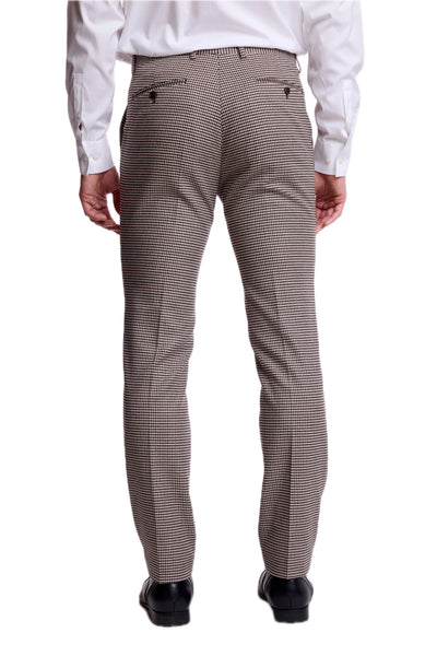 Downing Pants - Slim - Dark Chocolate Beige Houndstooth